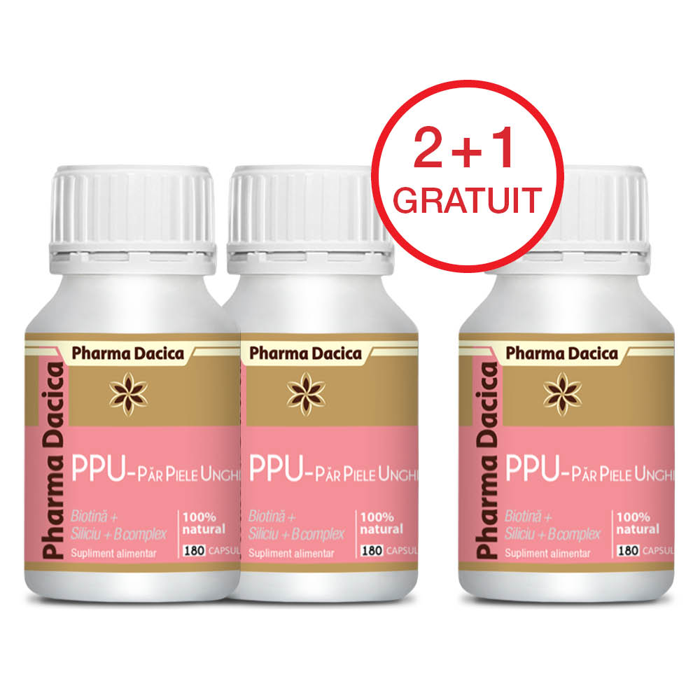 Promotii-Pachete13.jpg PPU – Păr, Piele, Unghii 2+1 Gratuit, 180 capsule x 3 - imagine 1