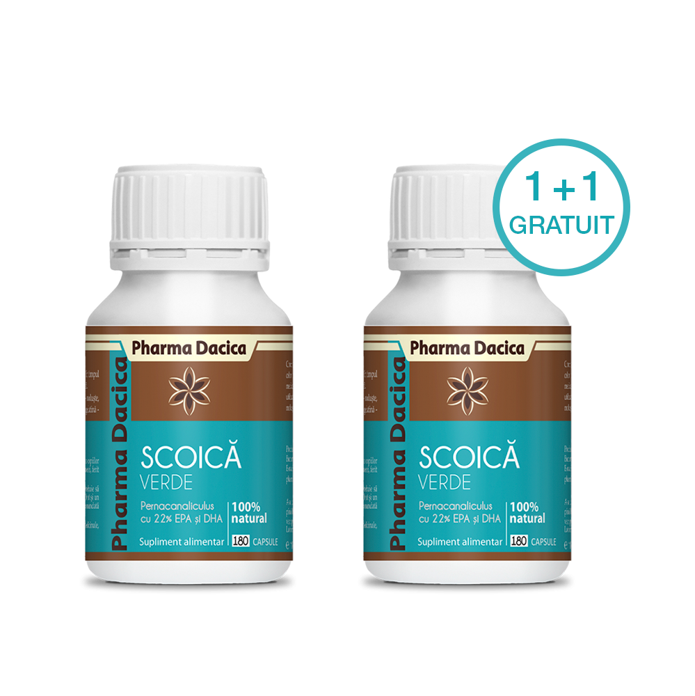 Scoica-999-x-1000px.png Scoică Verde 1+1 Gratuit, 180 capsule x 2 - imagine 1