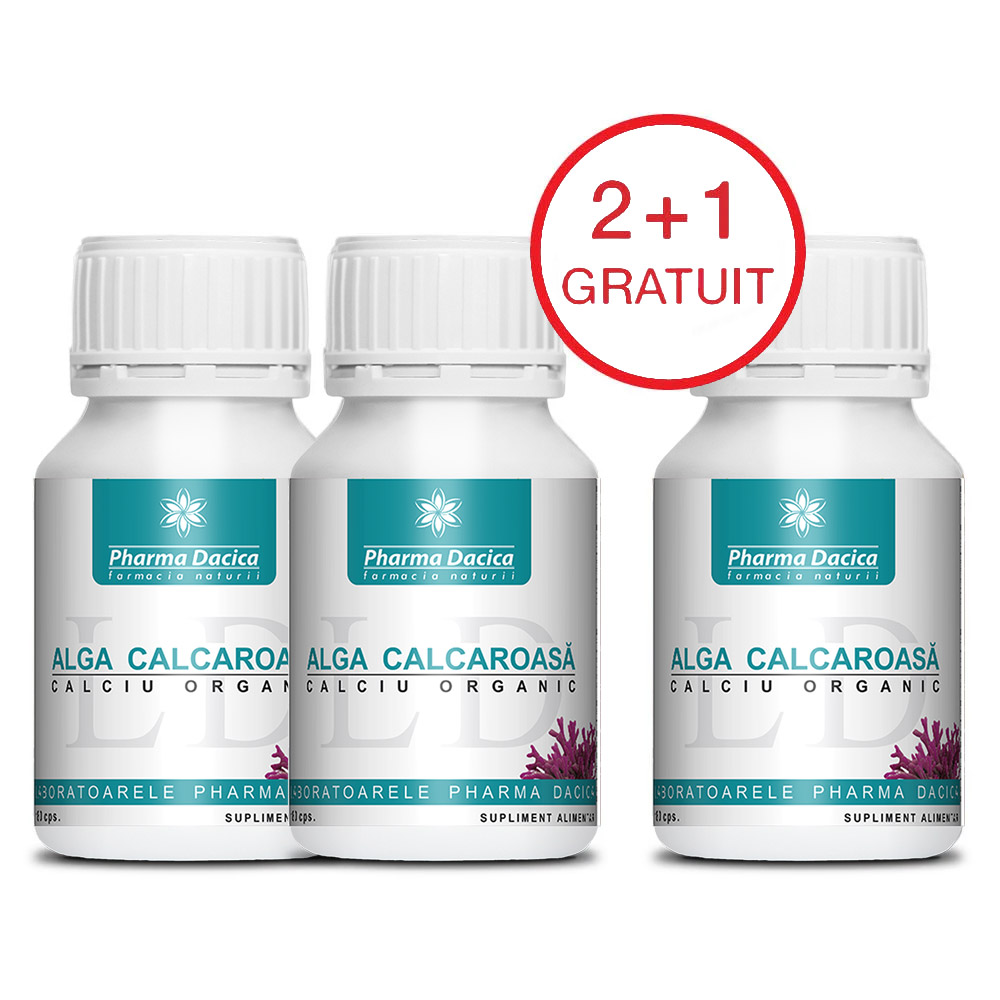 alga-calcaroasa-3.jpg Algă Calcaroasă 2+1 Gratuit, 180 capsule x 3 - imagine 1