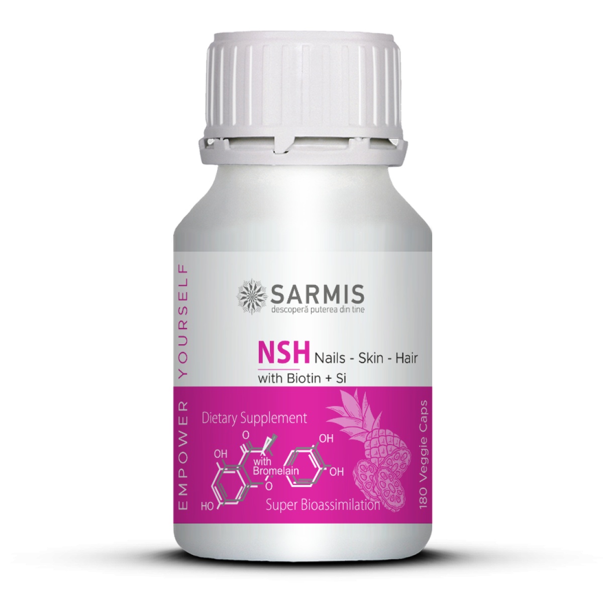 nsh-nails-skin-hair-cu-bromelaina-180-cps-veg2786.jpg NSH - nails, skin, hair cu Bromelaina (180 cps veg) - imagine 1